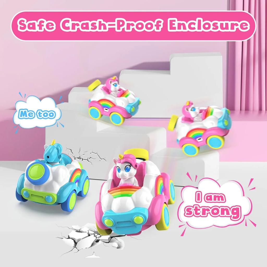 2pcs Remote Control Cars 2.4Ghz RC Cars Kids Unicorn Car Toys With Colored Lights, Music And Sound For Ages 2-6 Toddler