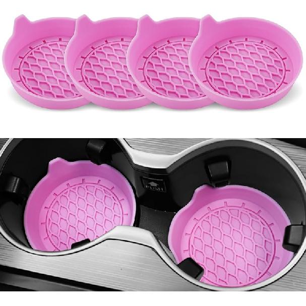 SINGARO Car Cup Holder Coaster,Silicone Cup Holder Insert,Universal Non-Slip Cup Holder,Car Accessories Interior Unisex 4 Black