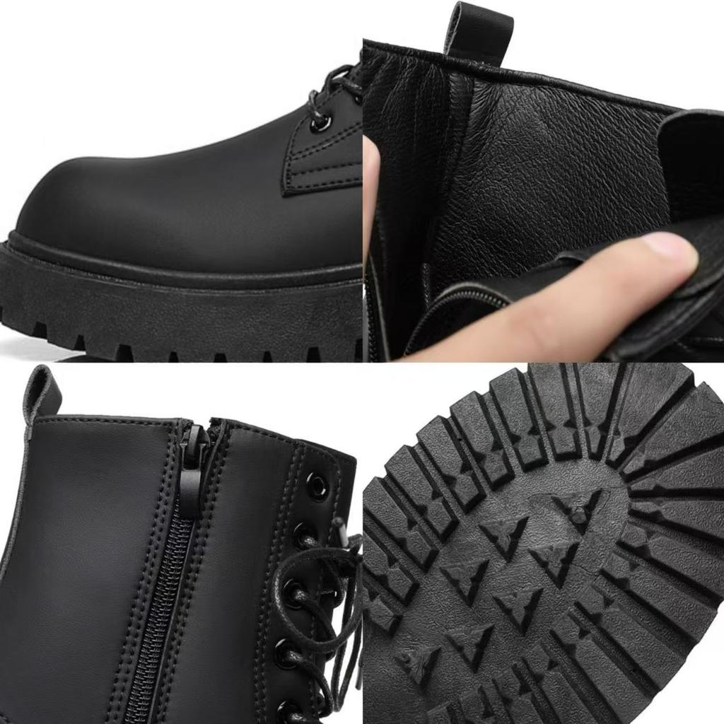 Men's Boots High Top Leather Boots British Style Black Ankle Boots Platform Lace Up Motorcycle Boot Couple Outdoor Casual Shoes