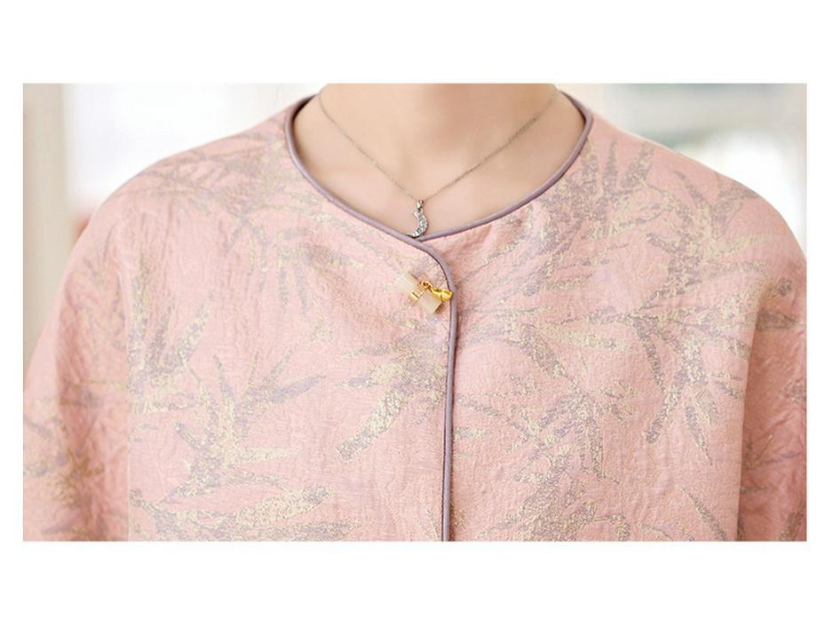 2025 Spring Women's Jacquard Round Neck Top - Chinese National Style Fashion Outerwear