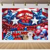 Sfondo Fotografico Patriottico per il 4 Luglio, Stendardo per il Giorno dell'Indipendenza Americana, Decorazione Photo Booth con Stelle e Strisce.