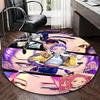 1 alfombra redonda con diseño de dibujos animados de anime, alfombrilla para silla de oficina, alfombra antideslizante para decoración del hogar, sala de estar