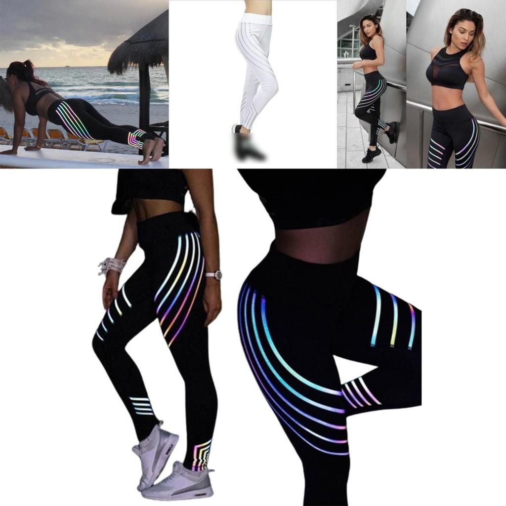 Women's High-waist Leggings With Reflective Strip For Gym And Yoga Workout