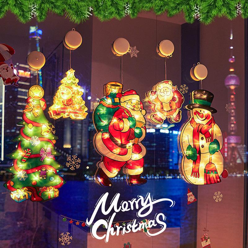 Christmas Decorations Scene Layout Festive Atmosphere Decoration Creative Window Stickers Glass Door Window Luminous Pendants