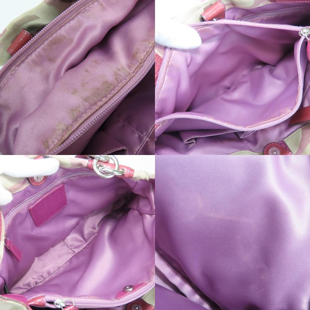 Used COACH Tote Bag Signature F17140 canvas/Patent leather beige purple casual