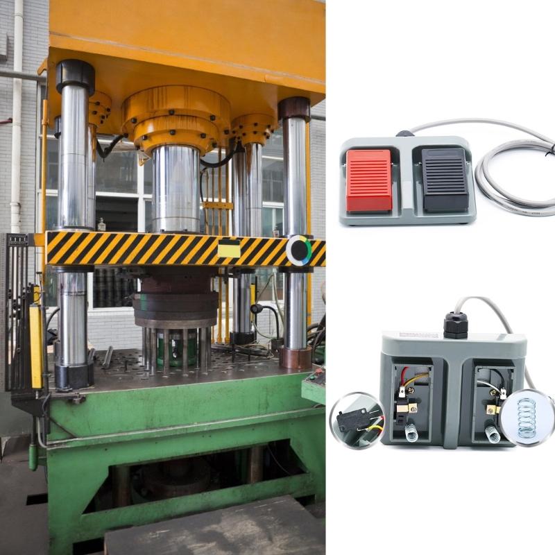 Double Foot Pedal Switches Duplex Tumblers Self-Reset Footswitch Momentary Plastic Foot Switches  for Welding Equipment