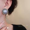 Vintage Medieval Silver Needle Round Artificial Pearl Stud Earrings French Retro Fashion Temperament Earrings Earrings