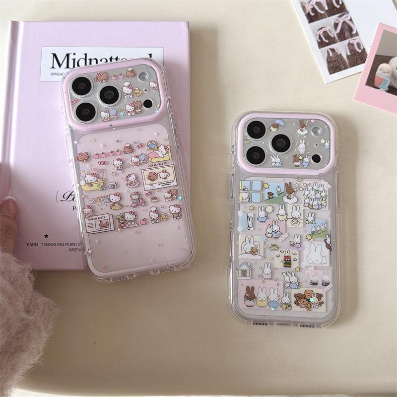 Cartoon Rabbit Cat Sticker for iPhone 17/16 Pro Max/15 Pro Case