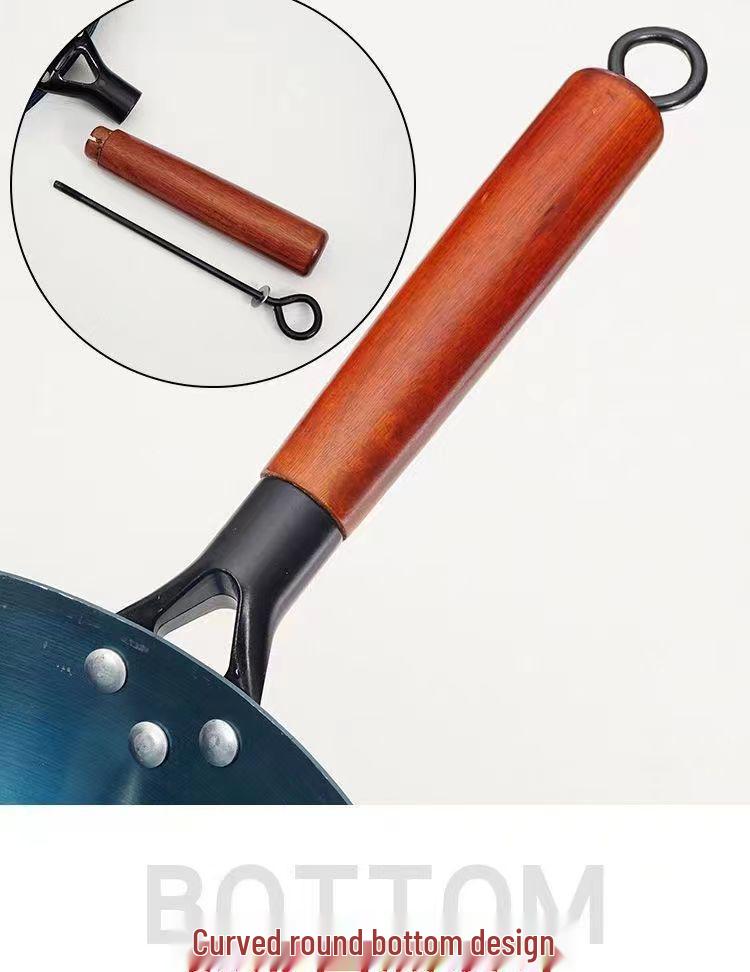 Handmade Non-Stick Iron Wok: Pre-Seasoned, Thickened, Uncoated, Ready for Cooking