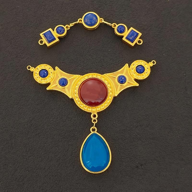 DIY Restoration of Accessories Li Jingxun's Moth Crown Gemstone Necklace Set Ancient Style Hanfu Hair Accessories Bridal Head