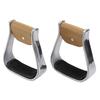1 Pair Aluminum Western Horse Riding Stirrups Lightweight Overshoe Safety Design with Anti Slip Rubber Foot Mat for Equestrian Saddles