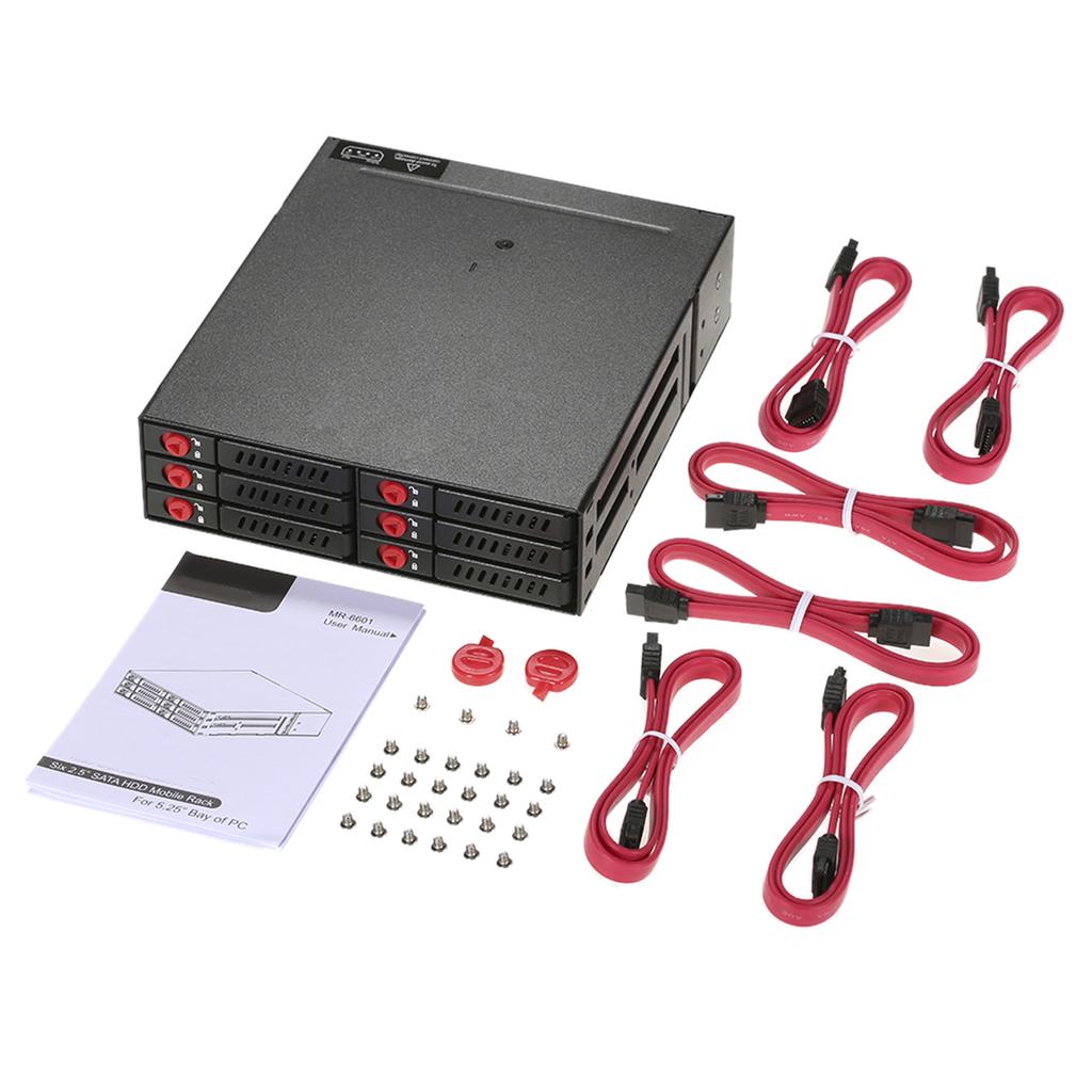OImaster 6 Bay Mobile Backplane unterstützt 2,5'' SATA HDD SSD Festplatte mit Lüfter Schloss Hot-Swap 6Gbps Übertragung