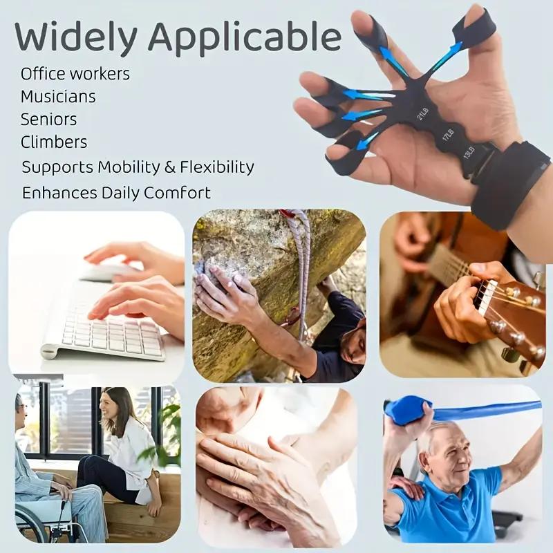 Silicone 5-Finger Grip Strengthener - Hand Rehabilitation Exerciser for Finger/Wrist Therapy & Vein Circulation Improvement