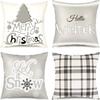 Winter Series Christmas Eve Linen Pillowcase Home Living Room Sofa Bedroom Cushion