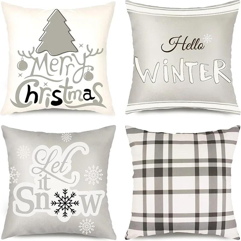 Winter Series Christmas Eve Linen Pillowcase Home Living Room Sofa Bedroom Cushion