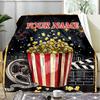1PC Custom Name Movie Night Popcorn Party Outdooor Flannel Blankets Patterns Throw Blanket All-Season Soft Gift for Couch, Bed, Camping Gifts