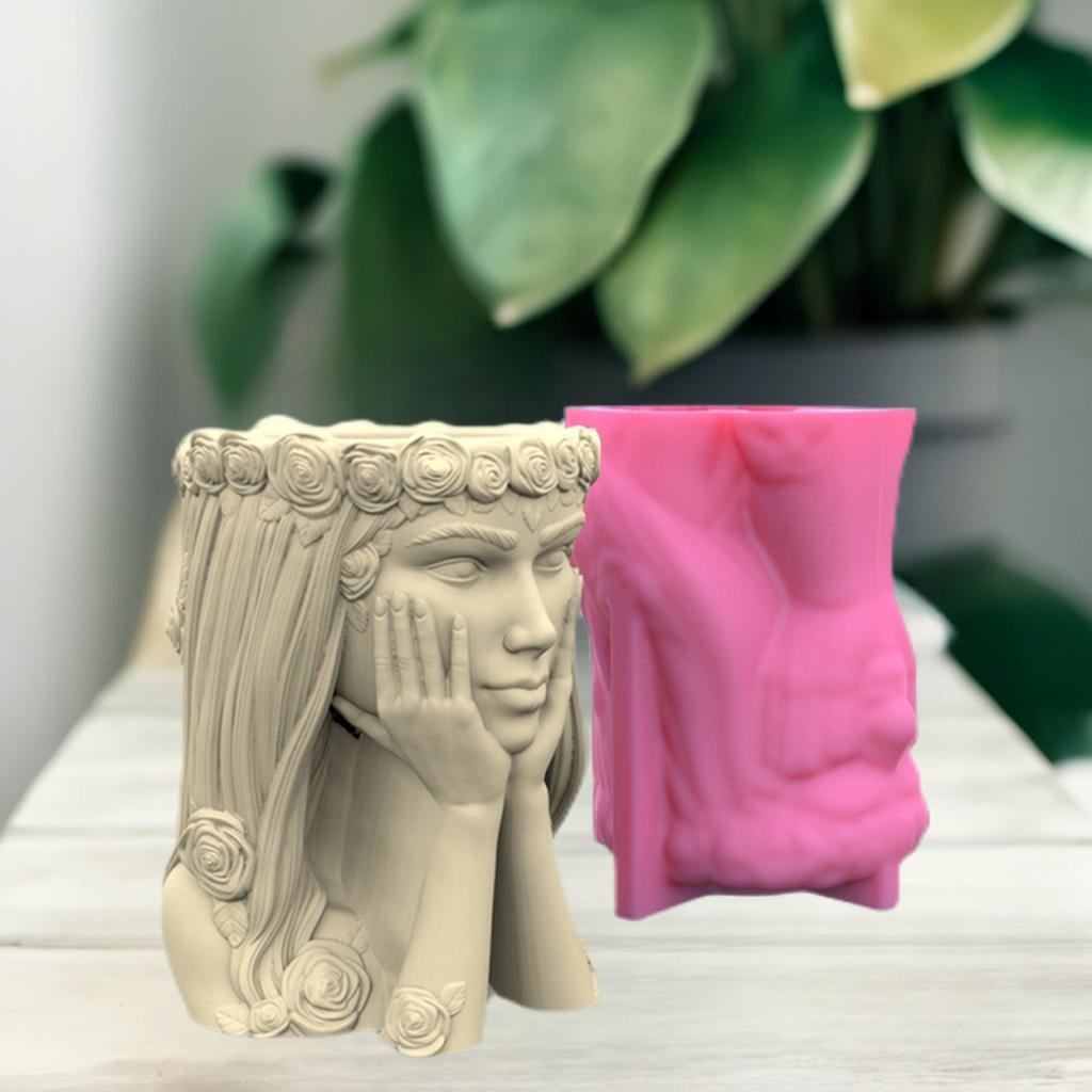 Goddess Gypsum Flower Pot Silicone Resin Mold Epoxy Resin Casting Mold Succulent Vase Cement Mold Candle Holder Mold