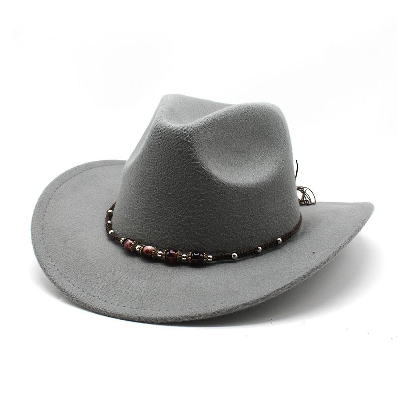 American Western Cowboy Hat Men'S Riding Hat Outdoor Travel Equestrian Hat Bent-Brimmed Wool Top Hat