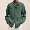 Autumn Men's Long-sleeved POLO Neck Loose Buttons Cotton Shirt Shirt