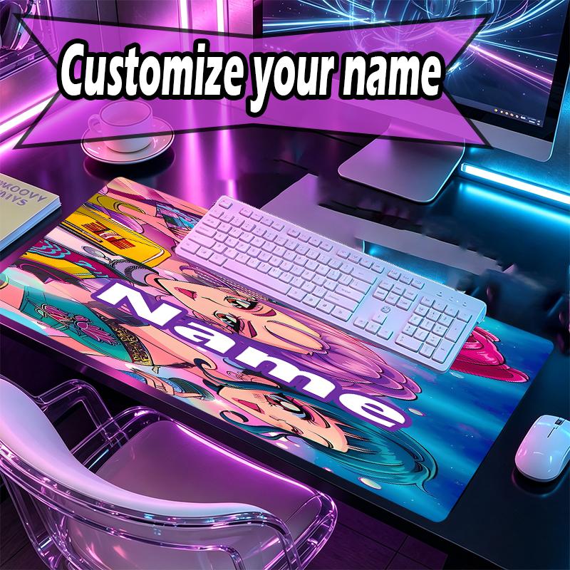 Custom Name Personalized KPop Demon Hunters Pattern Mousepad, Laptop PC Desk Mat, Decorative Desk Mat for Home Keyboard Pad Gift