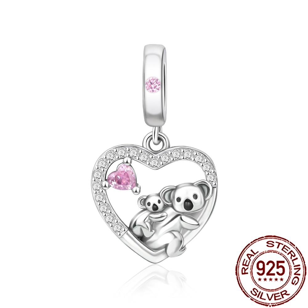 New Charms Copper Sparkling Mum Mother Family Love Heart Beads Fit Original Bracelet Necklace Diy Jewelry