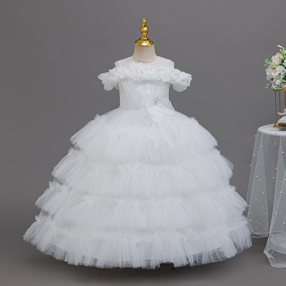 Little Girl's Princess Piano Performance Gown - Elegant High-End Wedding Tulle Cake Skirt Dress