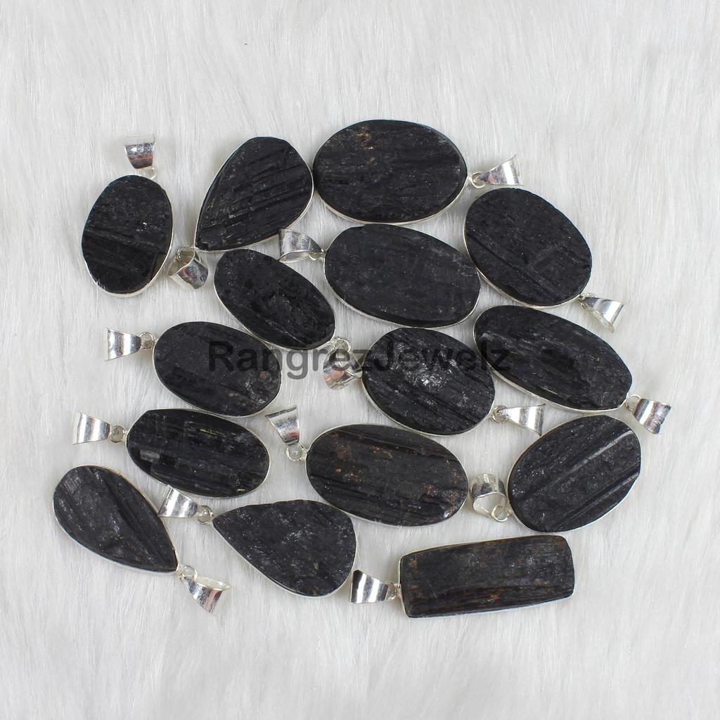 Black Tourmaline Druzy Gemstone Pendant Jewelry Making For Silver Jewelry Supply Healing crystal Bezel Pendant Necklace Gift For Her