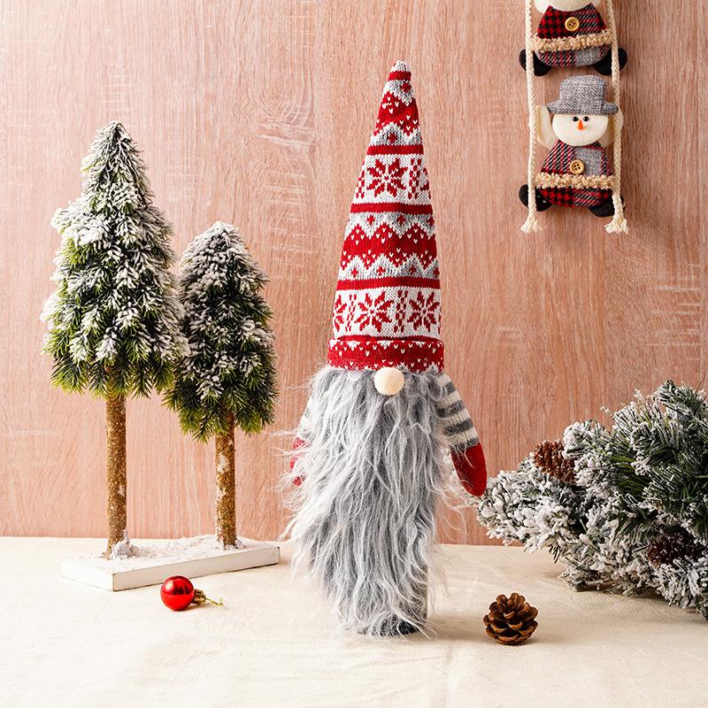 Christmas Decoration Wine Bottle Cover European and American Style Knitted Wool Faceless Old Man Long Beard Wine Bottle Hat Home Decoration