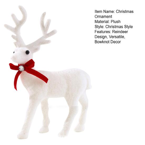 Christmas Ornament Bowknot Decor Reindeer Holiday White Figurine Table Centerpieces Christmas Decoration