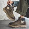 Fashion Brand Men's Outdoor Workwear Shoes Thick Soled Wear-resistant Hiking Boots Autumn Winter New Men's High Top Shoes