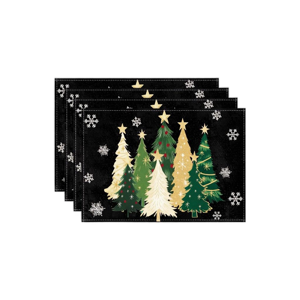 Christmas Placemat Set of 4, Christmas Tree Heat- Table Mats for Holiday Home Decor