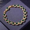 New Golden Color Wedding Jewelry Sets For Women Green Zirconia Bracelet Earrings Necklace Pendant Open Ring Christmas Gifts