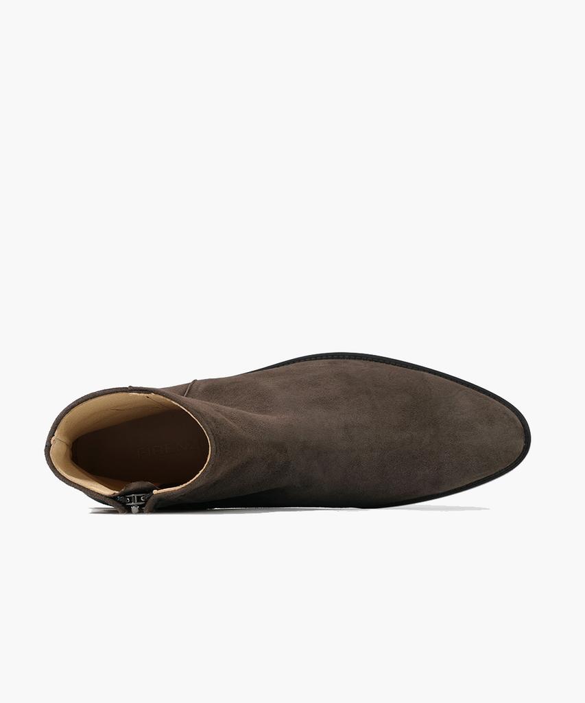 Firenze Atelier Hidden Zipper Detail Slim Toe Suede Zip-Up Boots 3343-Qs [Dark Brown]