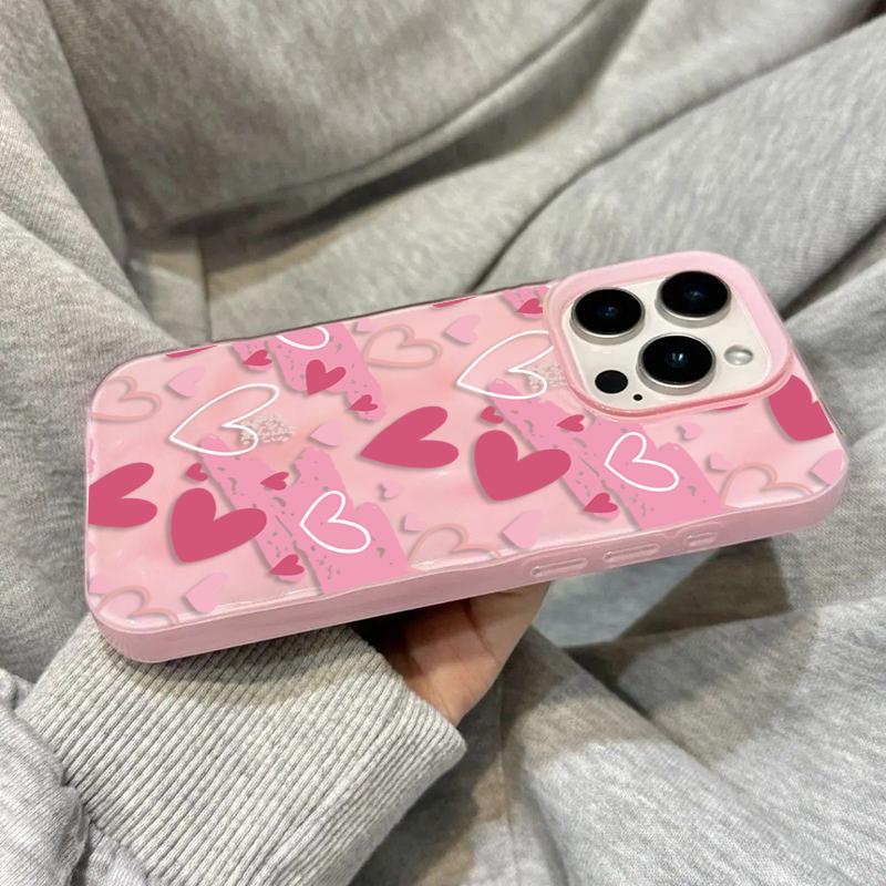 Wrinkled Texture Cute Heart Lips Soft TPU Phone Case for IPhone 17 16 15 14 13 12 11 Pro Max Plus Air Lovely Girl Cover Fundas