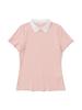 20TH HOLE Women'S Ribbed Yoko Color Block Embroidered Short Sleeve Collared T-Shirt [Pink]