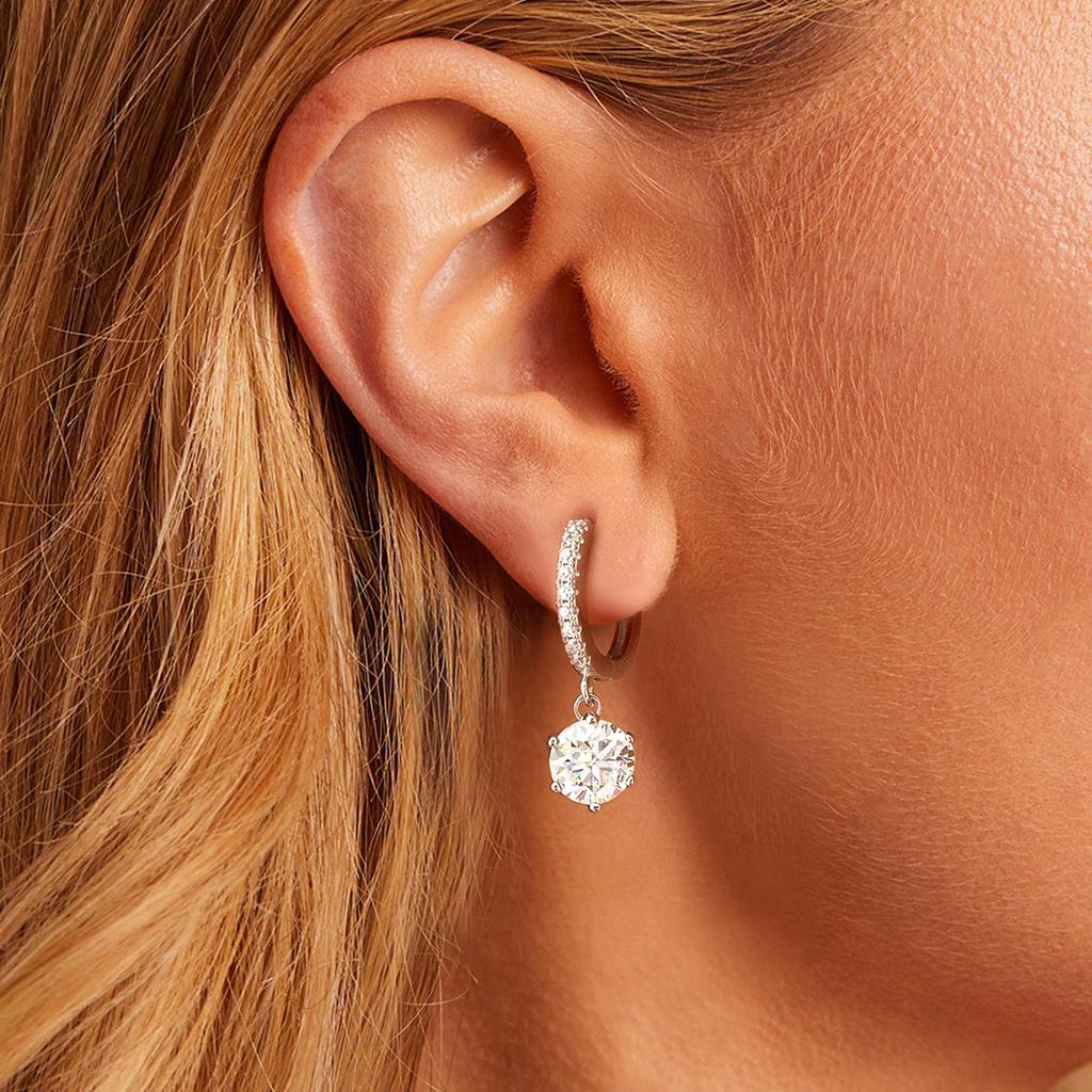 S925 Zilver Mode 1CT Moissanite Diamant Zes Klauw Oorbellen voor Vrouwen Verloving Bruiloft Klassiek Fijn Sieraden