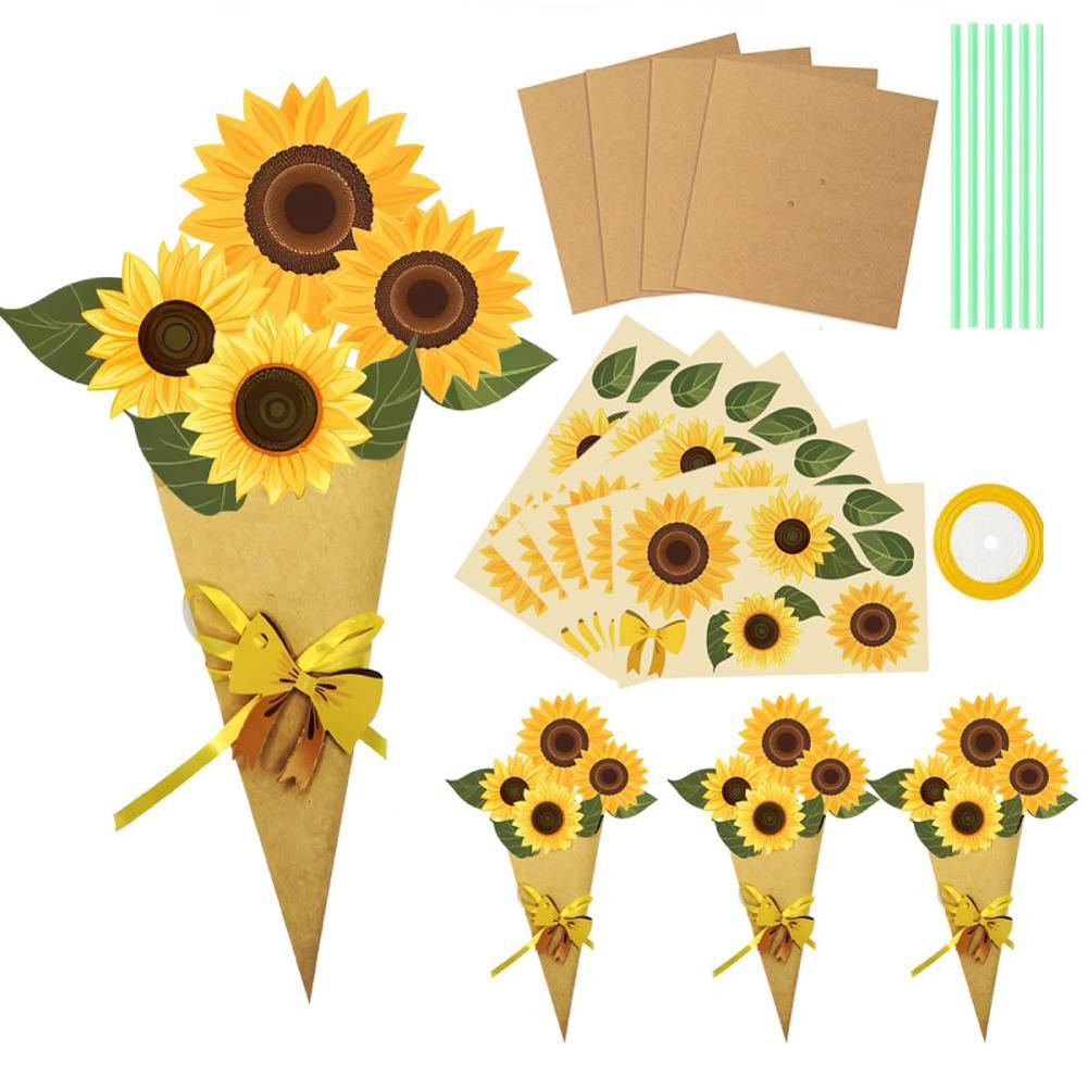 24 Set Flower Bouquet Craft Kit Mothers Day Flower Bouquet Craft for Kids DIY Gift Classroom Home Fun Activities