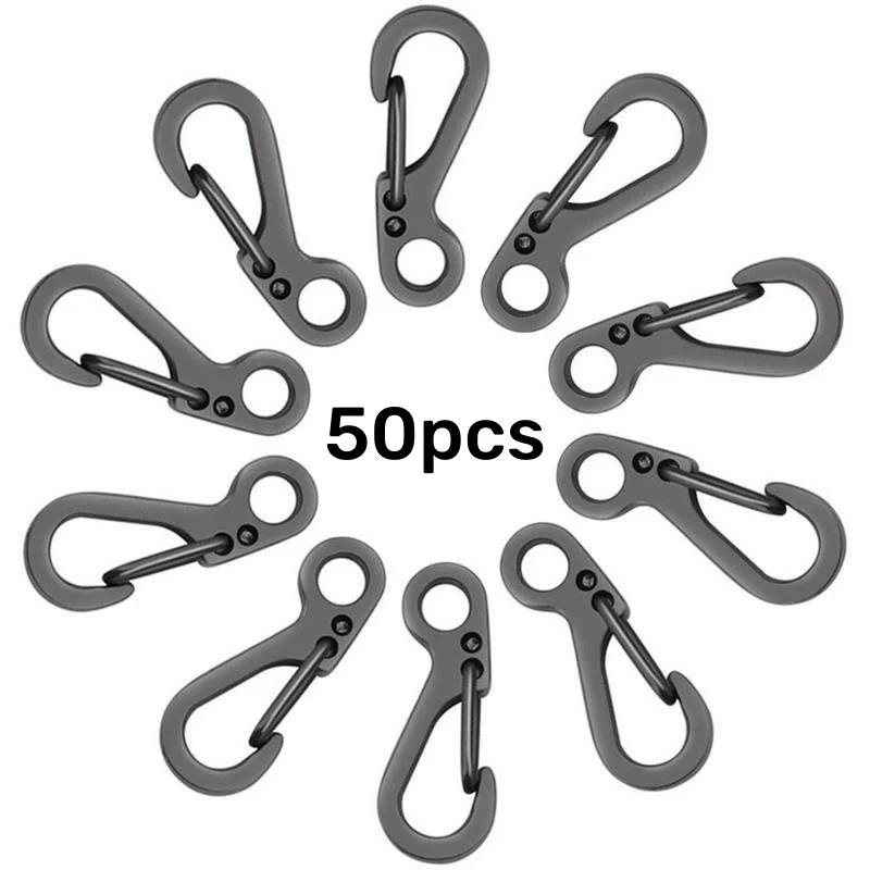 

50 шт., карабин, мини-вешалка для ключей, подвесной брелок для ключей Quickdraw, брелок для ключей с застежкой для кемпинга, крючок для рюкзака, защелкивающаяся пряжка, навесной замок