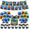 34Pcs Party Decor Set Banner Cake Toppers Balloon For Monster Truck Themed Party