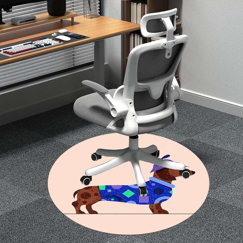 

1pc Dachshund Pattern Office Round Area Rug, Indoor Mat Suitable ForOffice, Under Office Chairs Bedroom Living Room Home Decor, Room Deco u74 80cm by 80cm