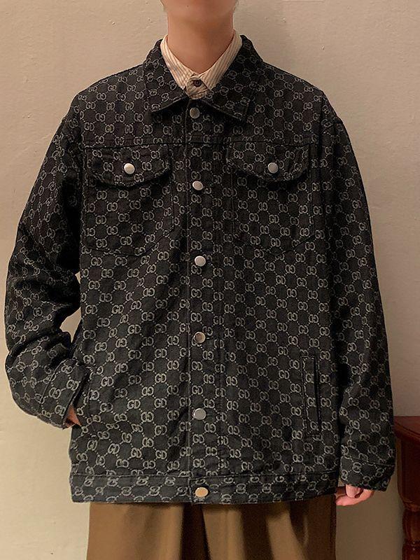 

Men s Retro Denim Jacket: Spring & Autumn Trend, Loose Fit, Japanese Lapel, Versatile Casual Top M чорний