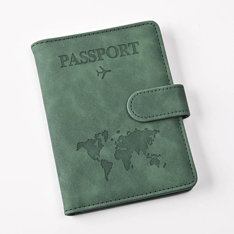 Men Women Nubuck Leather Passport Cover Travel Mad Holder Case Ticket Wallet with Credit Card Holder Protector Cover