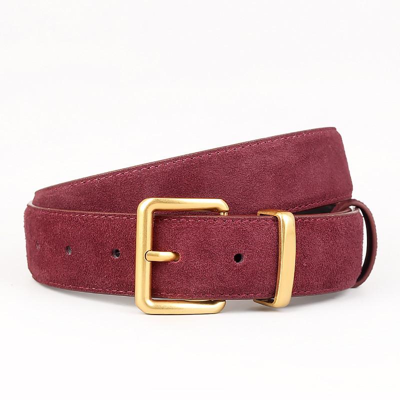 

Classic Leather Belt For Women With Saffiano Finish And Pin Buckle For Casual Office Wear Angora Red Gold