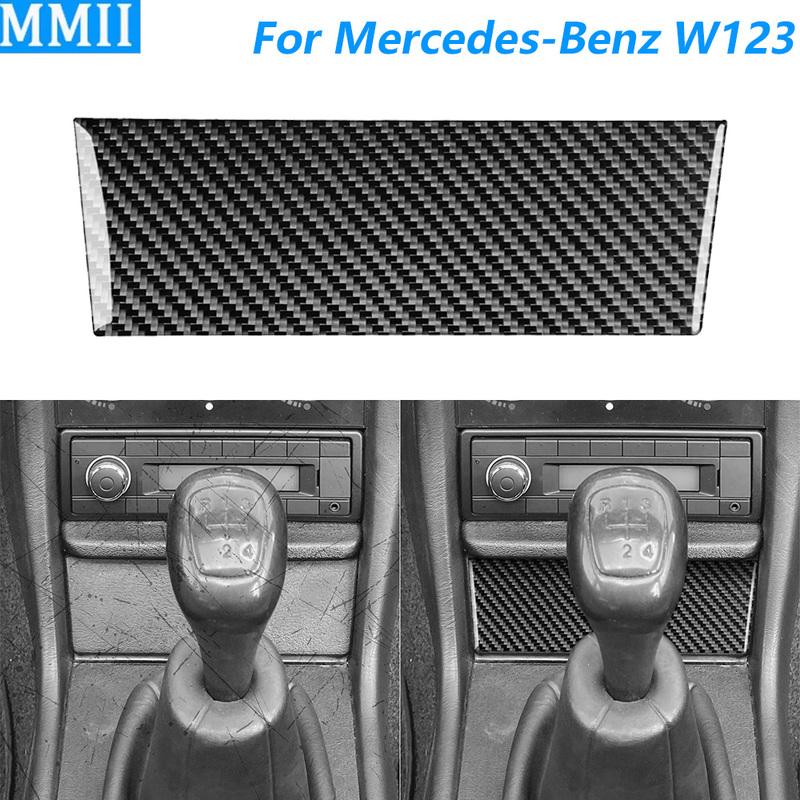 For Mercedes-Benz E-Class W123 1976-1986 Carbon Fiber Central Control Storage Box Panel Cover Car Accessories Decoration Sticker