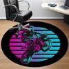 1PC Motorbike Rider Office Round Area Rug,  Mat Suitable ForOffice, Under Office Chairs Bedroom Living Room Home Decor, Room Deco