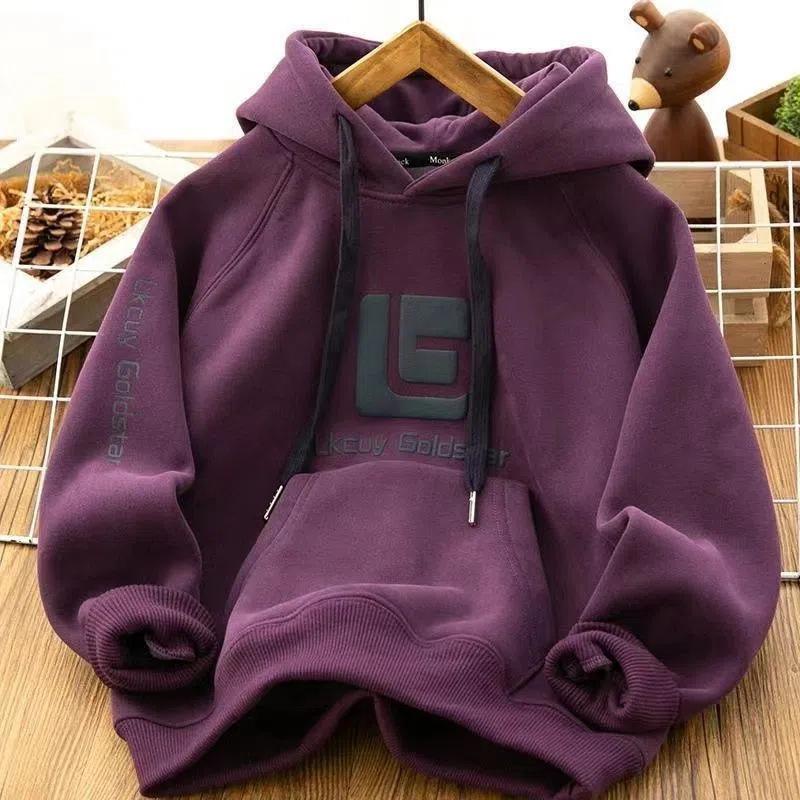 

Boys Casual Hooded Sweatshirt Long Sleeved Pullover 170cm фіолетовий