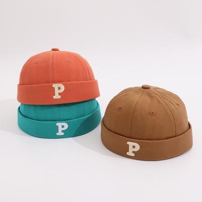 Cute Letters Embroidered Baby Brimless Hat Solid Color Breathable Kids Bonnet Hat Thin Children Beanie Cap for Baby Boy Girl