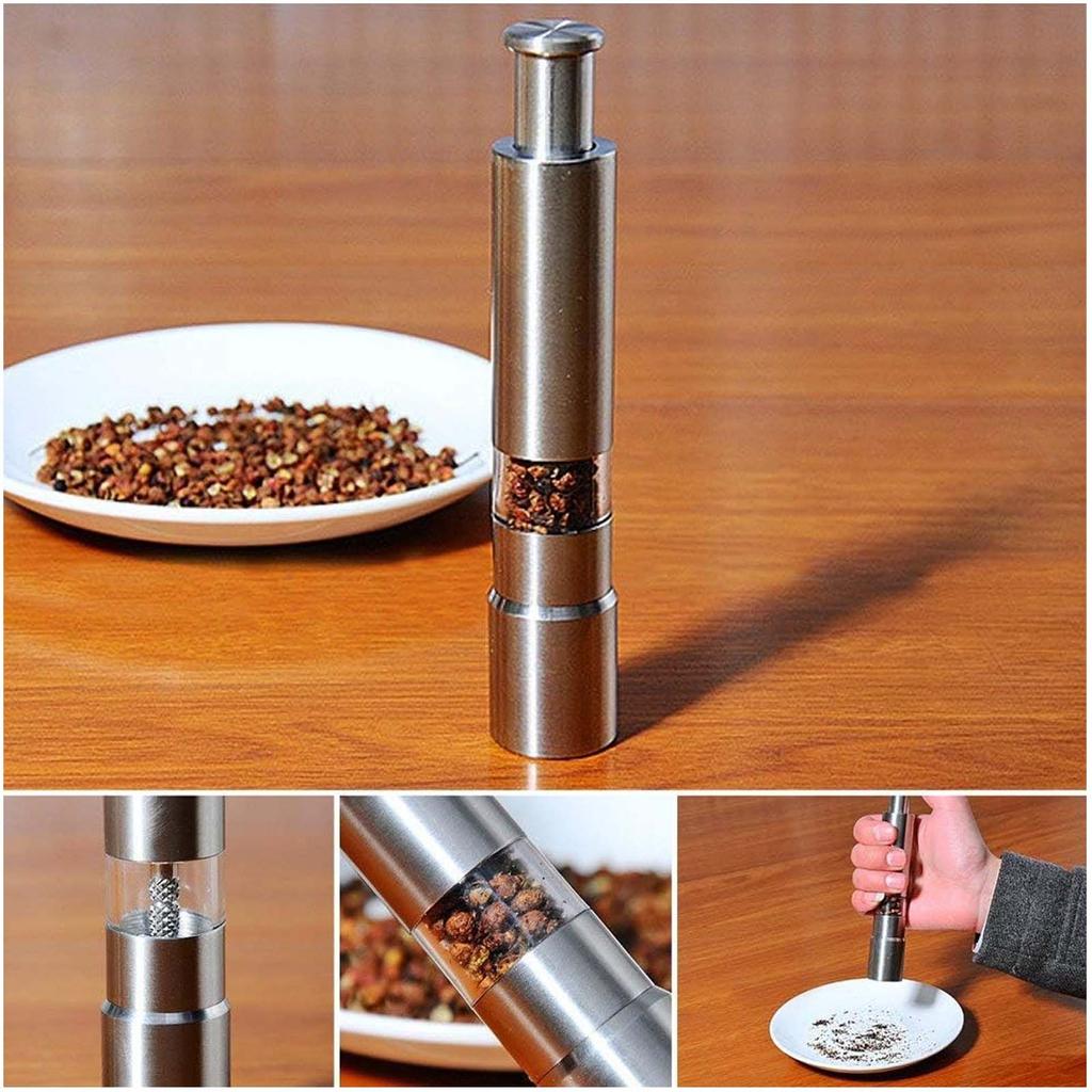 Manual Salt Pepper Grinder Stainless Steel Kitchen Manual Thumb Grinder Sauce Milling Stick for Black Pepper, Sea Salt, Spice