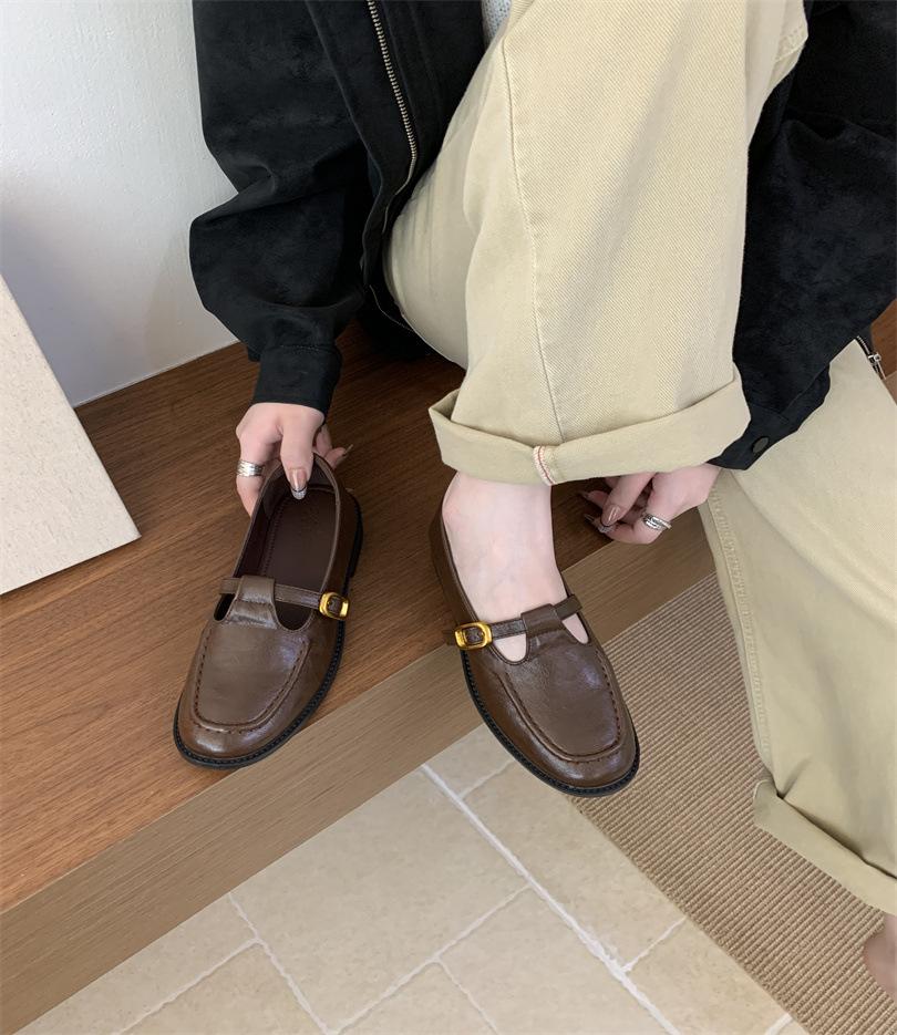 

Коричневые лоферы женские весна 2025 новые французские Мэри Джейн одинарные туфли для通勤 французская платформа маленькие кожаные туфли 39 темно-коричневого