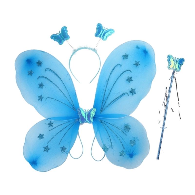 Scintillante Carina Sognante Fata Principessa Angelo Bacchetta Farfalle Ala Cerchietto Festa di Compleanno Halloween Cosplay Costume Accessorio